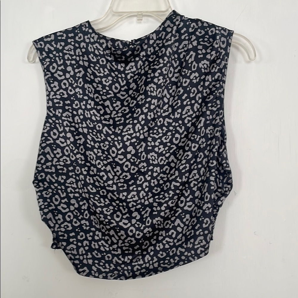 Black and Silver Boxy Muscle Tee with Mandarin Collar